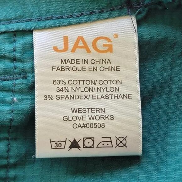 JAG Classic Fit Crop Pants Jade Green Textured Fabric Womens Size 8 Capris - Picture 9 of 10